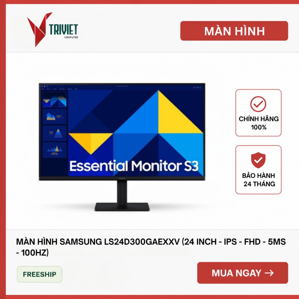 [Deal Hot] Màn Hình SAMSUNG LS24D300GAEXXV (24 inch - IPS - FHD - 5ms - 100Hz)