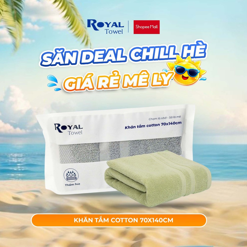 Khăn Tắm Royal Towel 70x140cm Sợi Cotton Mềm Mịn, Thấm Hút Tốt, Không Xổ Lông, Không Phai Màu