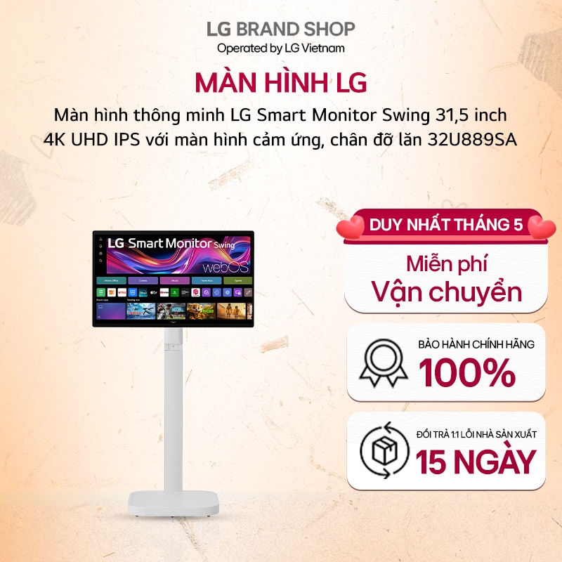 [Chỉ giao miền Nam/Bắc] Màn hình thông minh LG Smart Monitor Swing 31,5 inch 4K UHD IPS 32U889