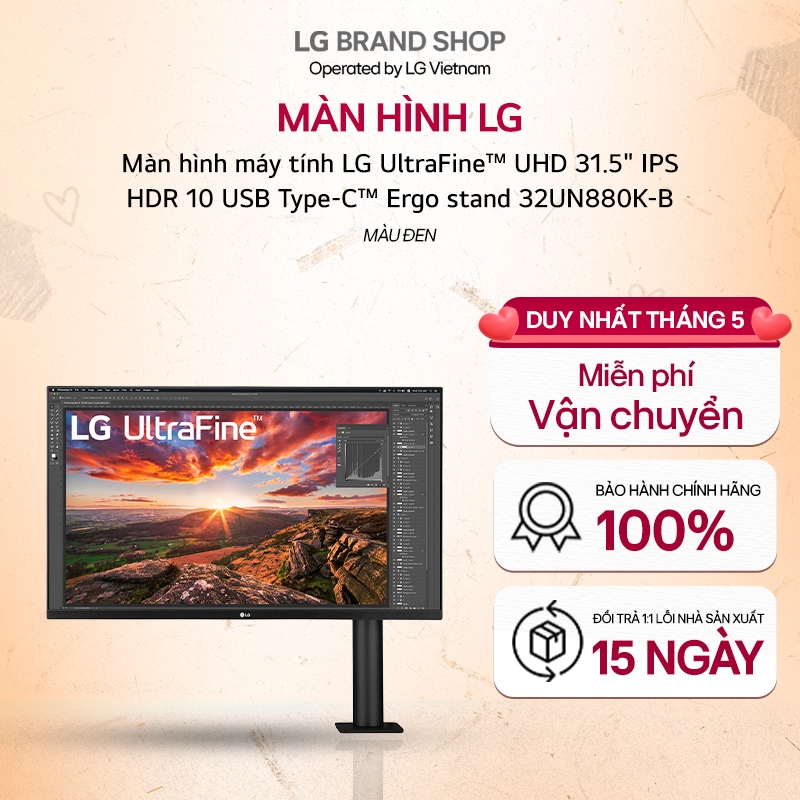 Màn hình máy tính LG UltraFine™ UHD 31.5" IPS HDR 10 USB Type-C™ Ergo stand 32UN880K-B