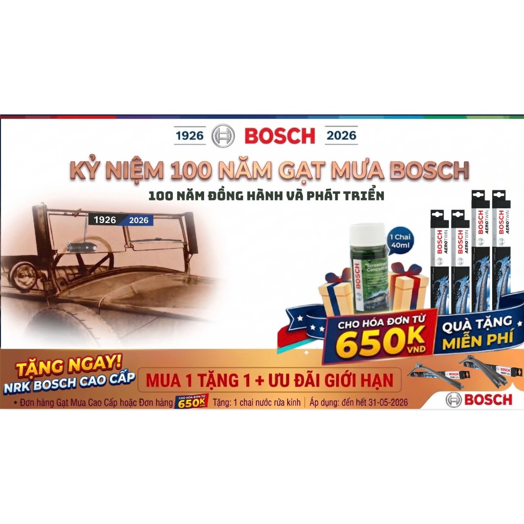 Gạt mưa Bosch xe MITSUBISHI XPANDER , XPANDER CROSS hàng chính hãng (Giá 1 cặp)