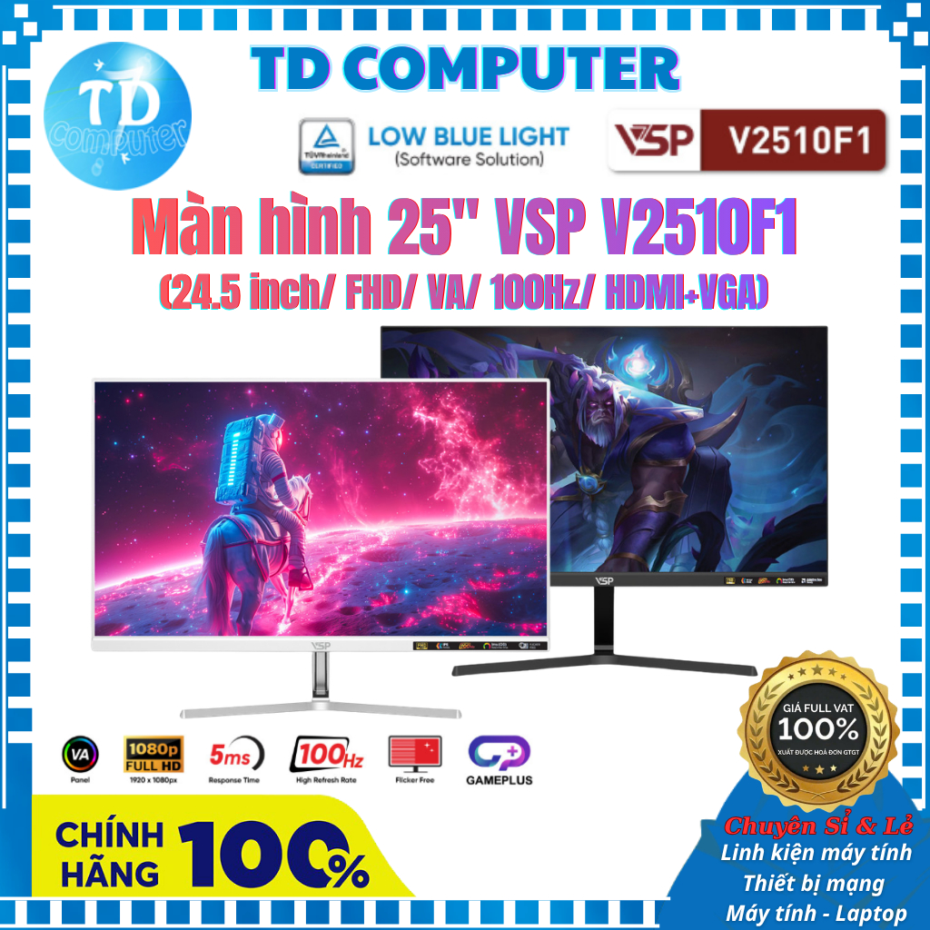 Màn hình LCD 25" VSP V2510F1 (24.5inch / VA / FHD / 100Hz / 1ms/ HDMI+VGA) - Hàng chính hãng VSP phâ