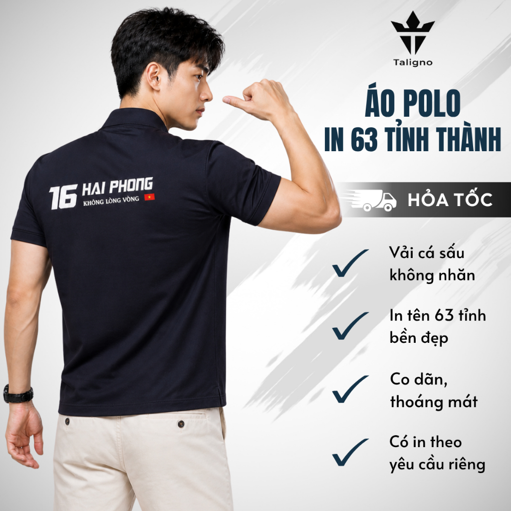 Áo Thun In 63 Tỉnh Thành Và 34 Tỉnh Mới, Nhiều màu, Cổ bẻ, phom unisex, In theo yêu cầu - Valentina