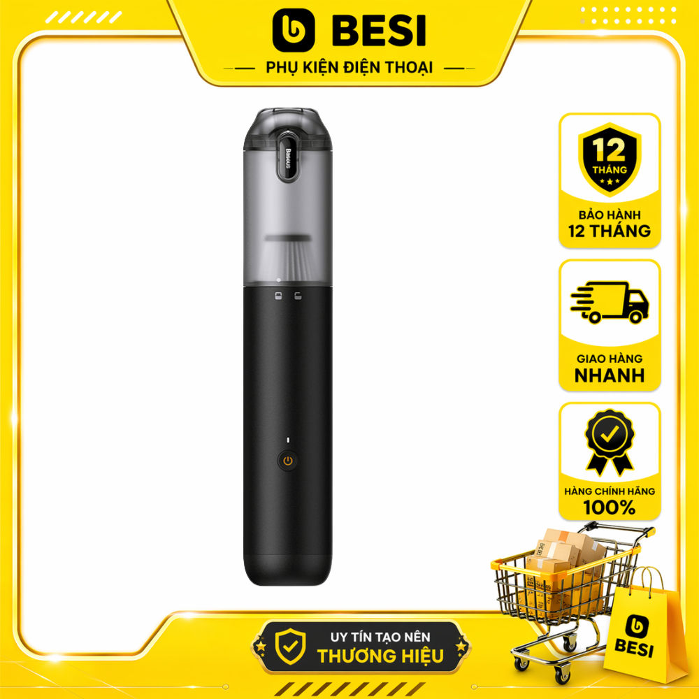 Máy hút bụi cầm tay Baseus A3lite - 12000Pa, 6000mAh, màu Đen