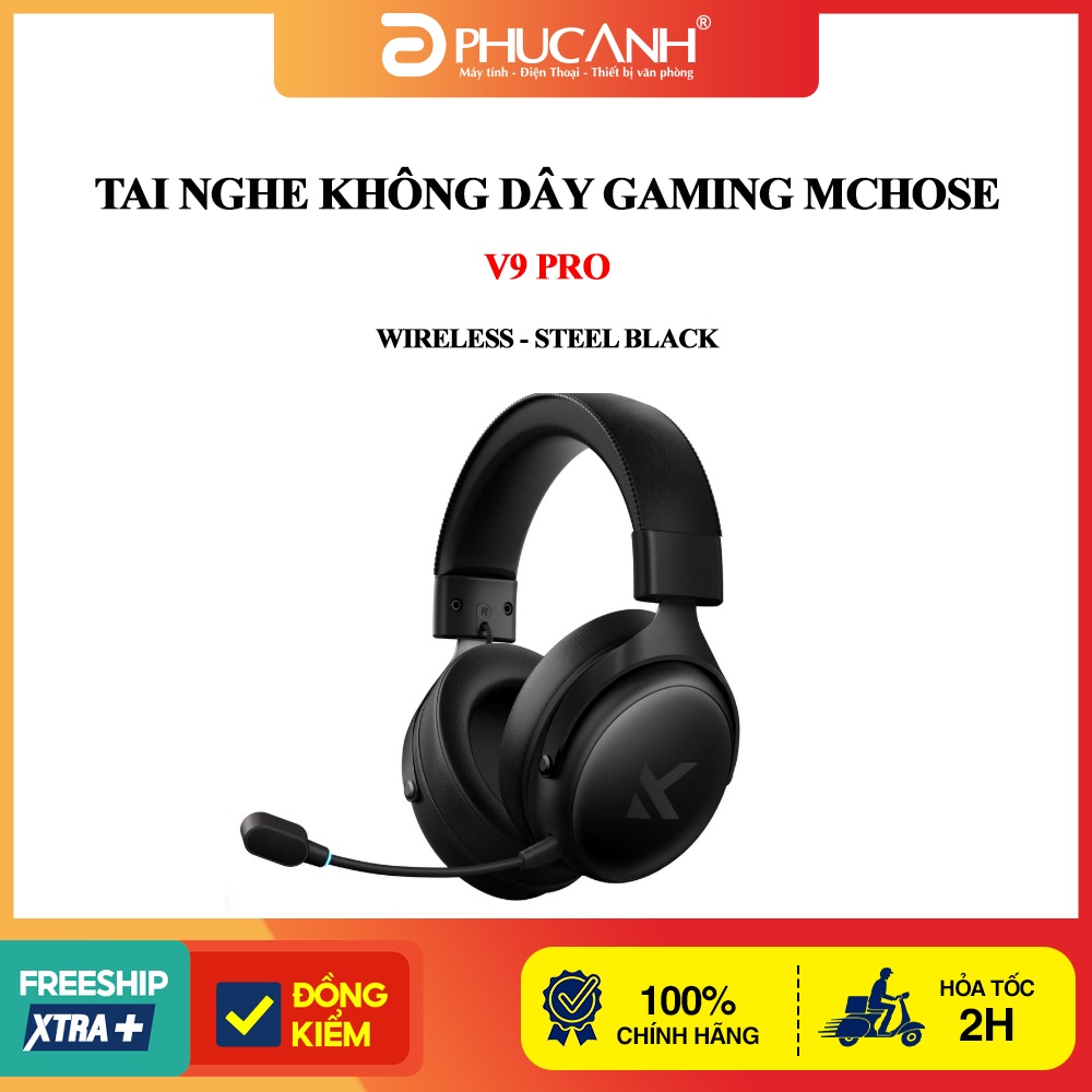 Tai nghe không dây Gaming MCHOSE V9 Pro Wireless - Steel Black