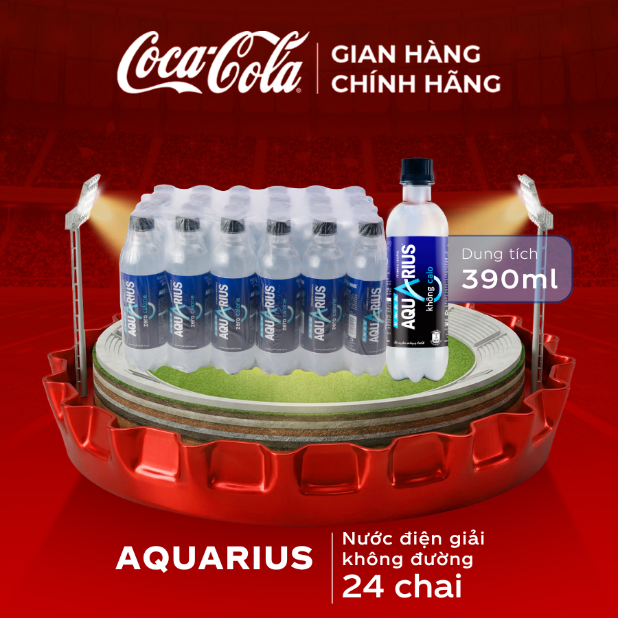 [LIVE] Lốc 24 Chai Nước Điện Giải Bù Khoáng Không Đường Aquarius Zero 390ml/Chai