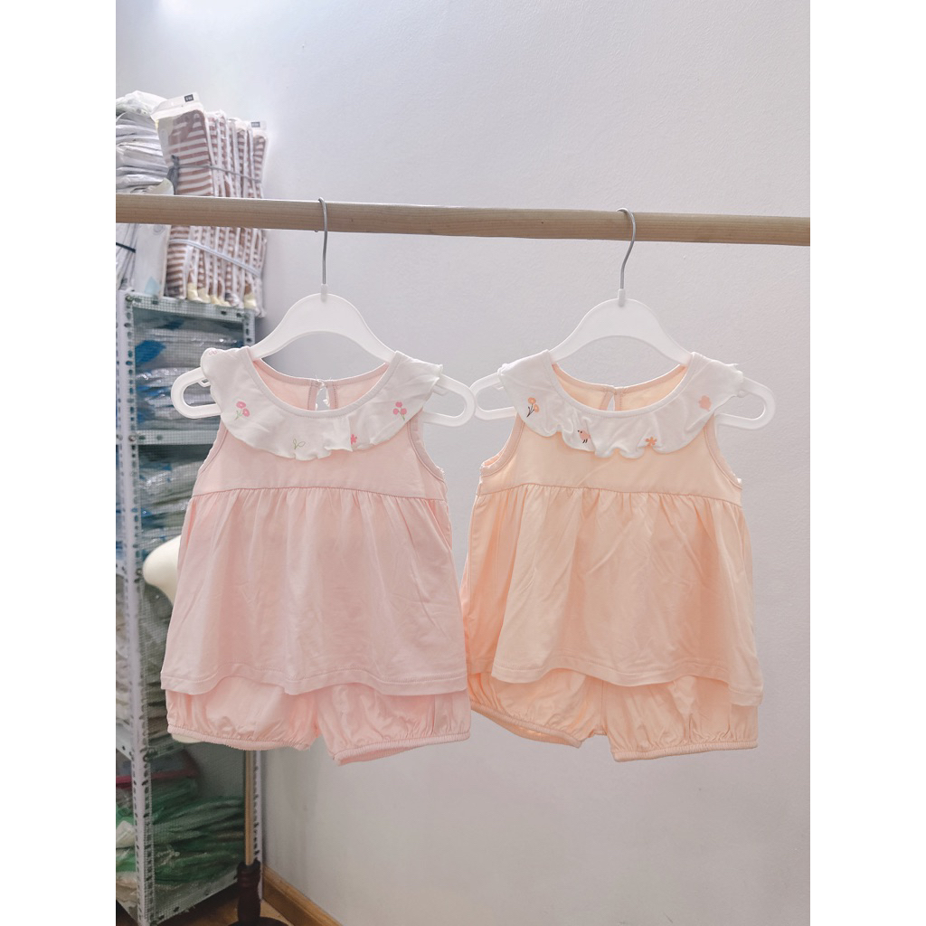 Bộ sát nách Lullaby bé gái Rayon bèo cổ chất rayon mềm mát cho bé từ 6m đến 4y