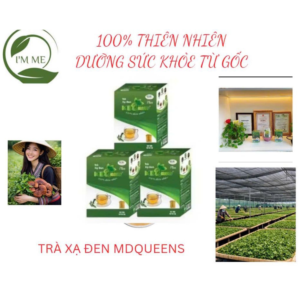 3Hộp trà xạ đen MDQueens 90g, KM 500g cây bầy đất tím và cây mâm xôi khô - bộ đôi đồng hành cùng nội