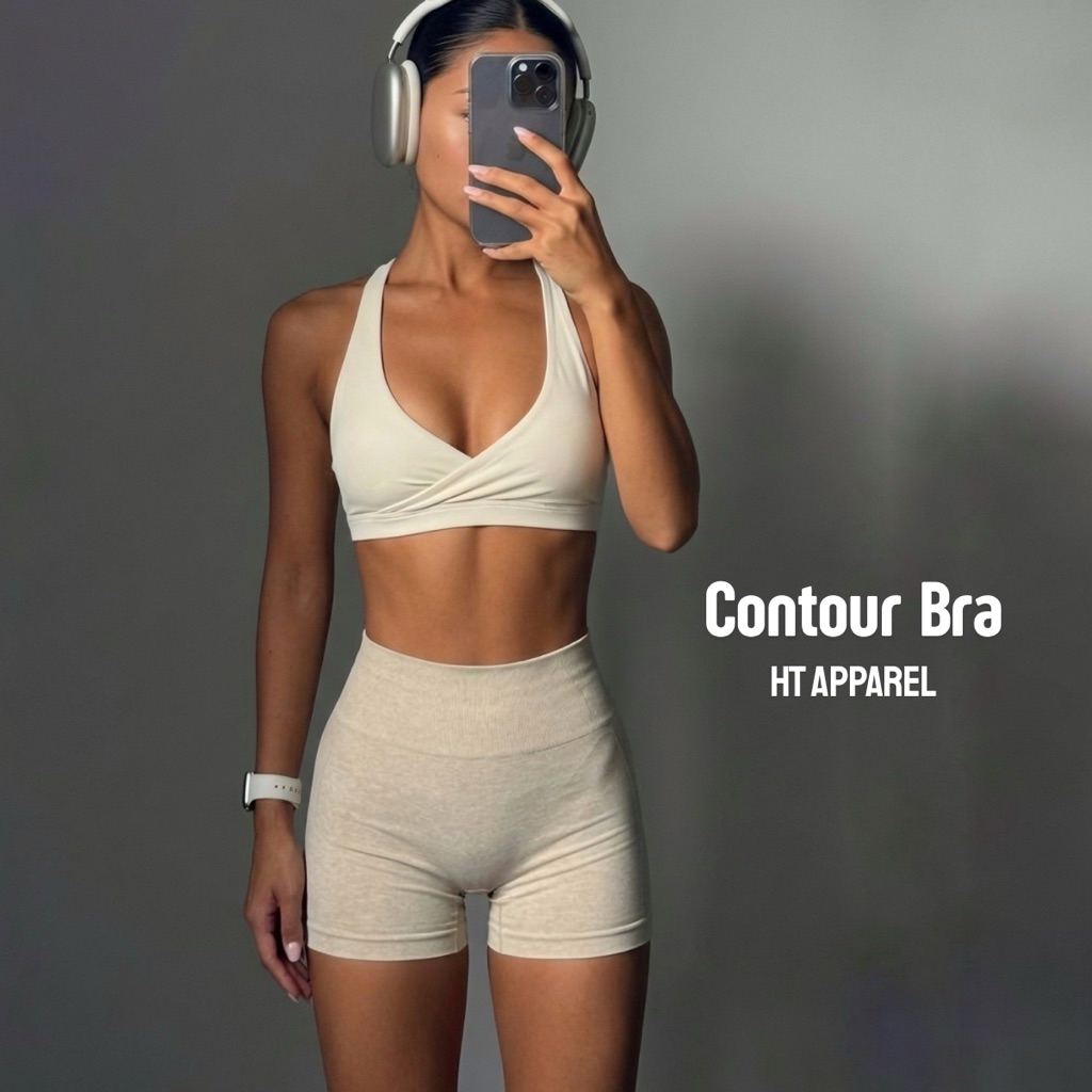 Áo Bra Tập Gym HT Apparel Contour Halter - Áo Tập Gym Thiết Kế Chéo Ngực Co Giãn 4 Chiều, Tôn Dáng
