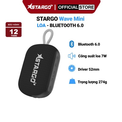 Loa Bluetooth StarGO Wave Mini, tích hợp màng loa 52mm, hiệu ứng đèn Led RGB, Bluetooth 6.0