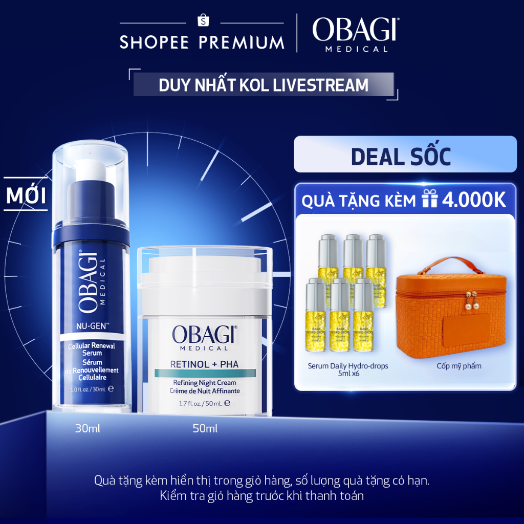 [Obagi - Lucie] Combo Serum Kích Hoạt Năng Lượng Tế Bào Obagi Nugen 30ml & Kem dưỡng Retinol + PHA R