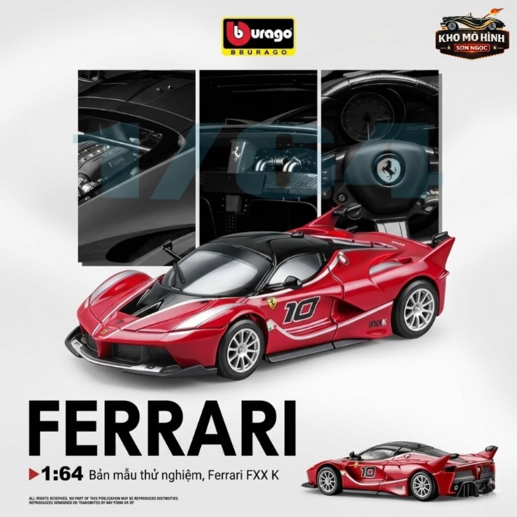 ​Mô Hình Xe 1:64 Ferrari FXX K Bburago Hợp Kim Chính Hãng - Siêu Phẩm Sưu Tầm & Quà Tặng Cho Bé