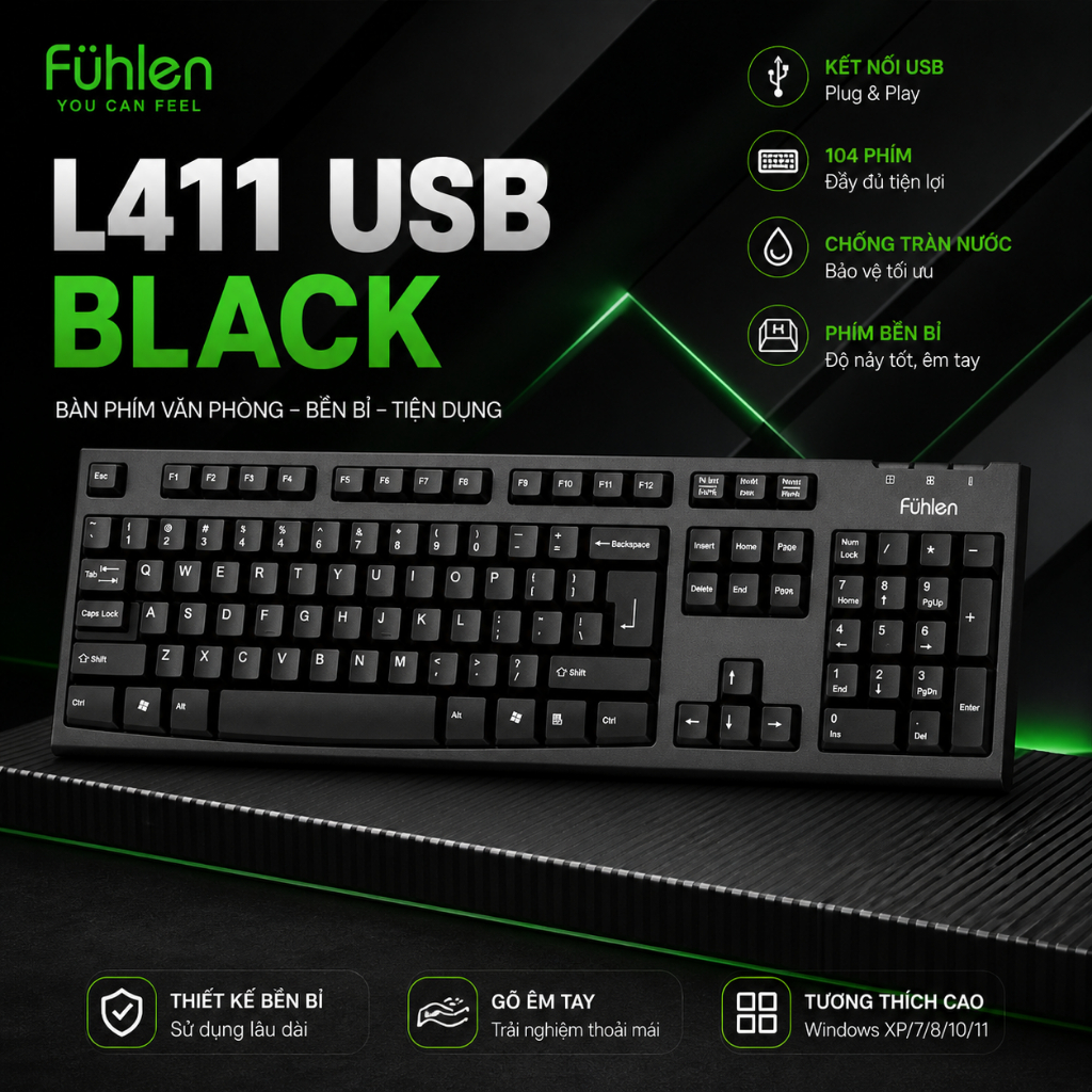 Bàn phím Fuhlen L411 USB Black