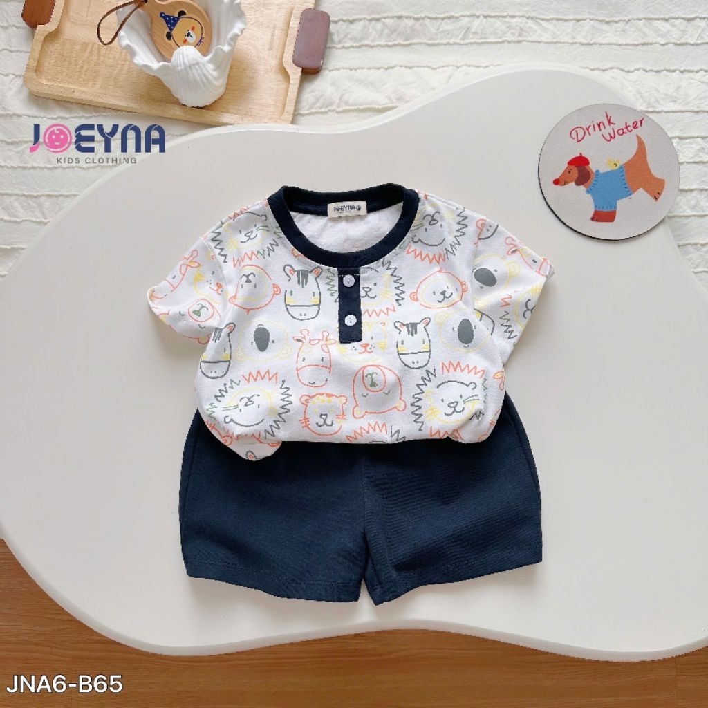 Sét bộ cotton họa tiết in tràn joeyna cho bé trai