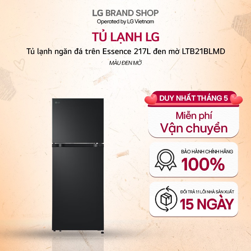 LTB21BLMD - Tủ lạnh ngăn đá trên Essence 217L đen mờ LTB21BLMD
