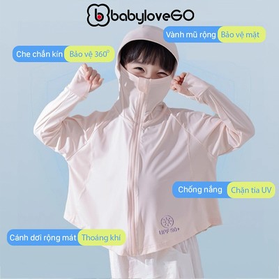 Áo chống nắng cho bé gái BabyloveGO áo choàng chống nắng Cool-Air cánh dơi làm mát tức thì chống tia UV