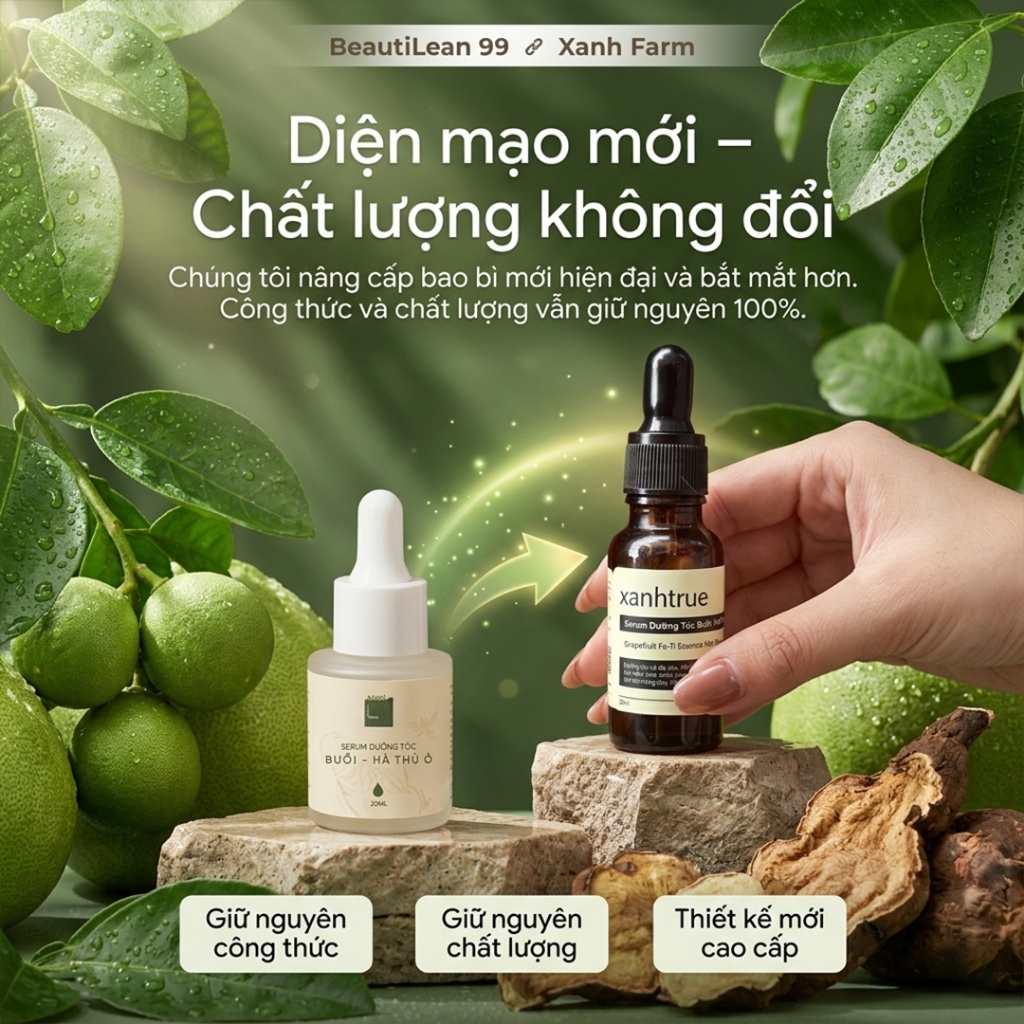 Dầu Gội Bưởi Non, Dầu Gội, Serum Bưởi Hà Thủ Ô Thảo Dược Thuần Chay Hỗ Trợ Kích Thích Mọc Tóc Không Gây Kích Ứng Da Đầu