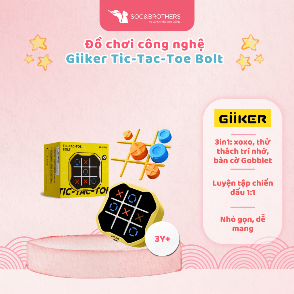 Đồ chơi công nghệ cờ caro Giiker Tic-Tac-Toe Bolt - Thách đầu cùng AI cho bé từ 3 tuổi - socandbroth