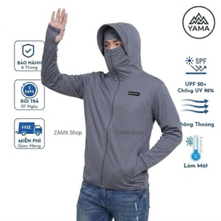 Áo Chống Nắng 2 Lớp  NAM Unisex Chất Liệu Hạt Gạo Kim Cương Thông Hơi Khóa Kéo Mũ Trùm Kín Mặt Chống Tia UV