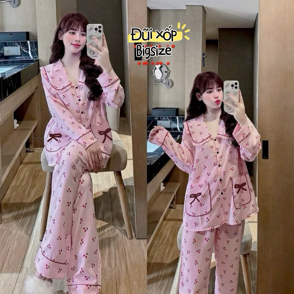 Đồ bộ Lụa Dâu 50-100kg Bigsize xinh xắn