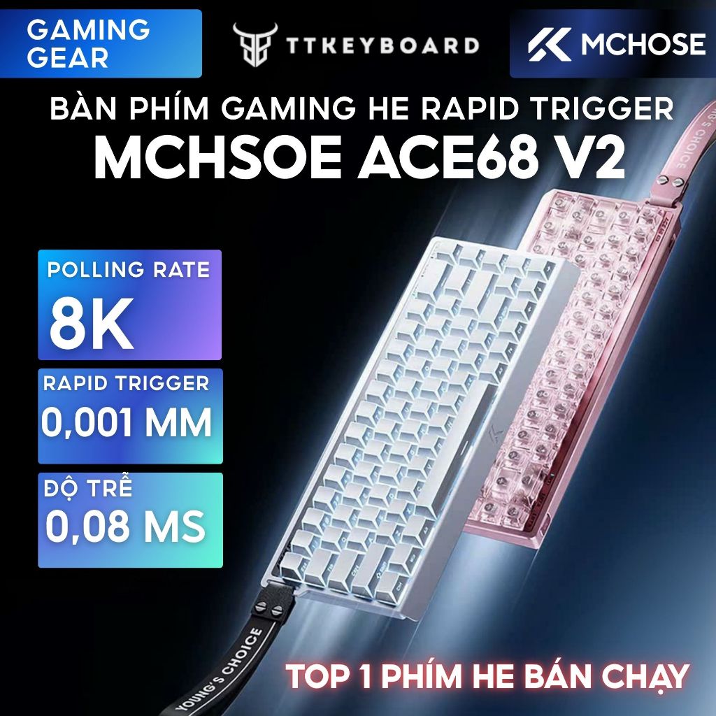 [Hỏa Tốc] Bàn Phím Gaming Mchose ACE68 V2 Rapid Trigger 0,001mm 8K Polling Onboard