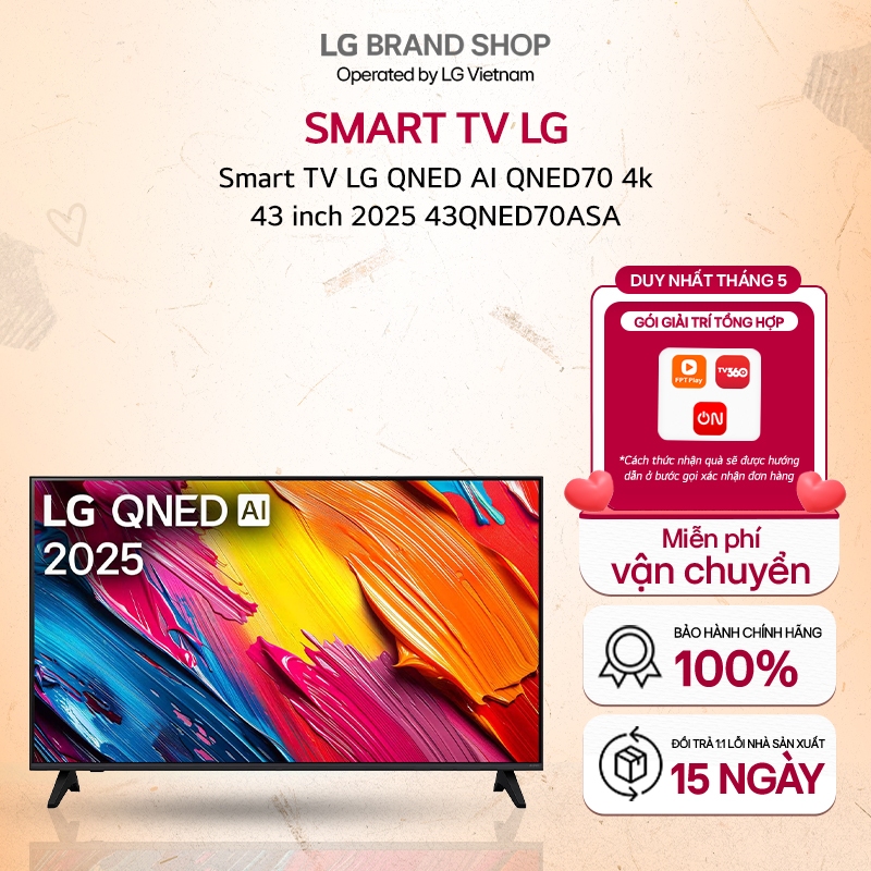 [Chỉ giao Bắc]43QNED70ASA - TV thông minh LG QNED AI QNED70 4k 43 inch 2025