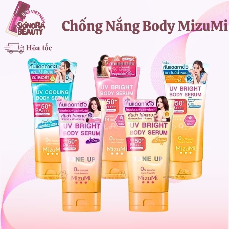 Kem Chống Nắng Body MizuMi UV Bright Body Serum Tone Up Beige/ Lilac KCN Body Nâng Tone MizuMi 120 m