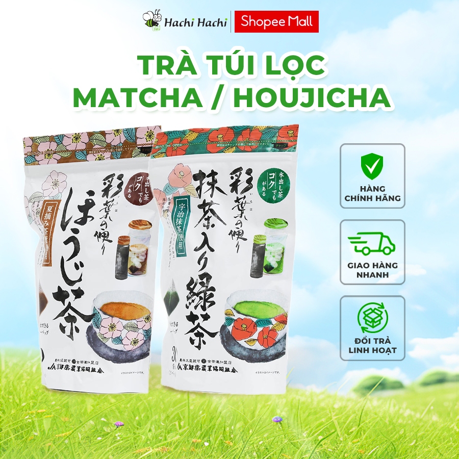 Trà xanh túi lọc Matcha Uji / Houjicha Kyoto Nhật Bản 120g (4gx30 gói) - Hachi Hachi Japan Shop