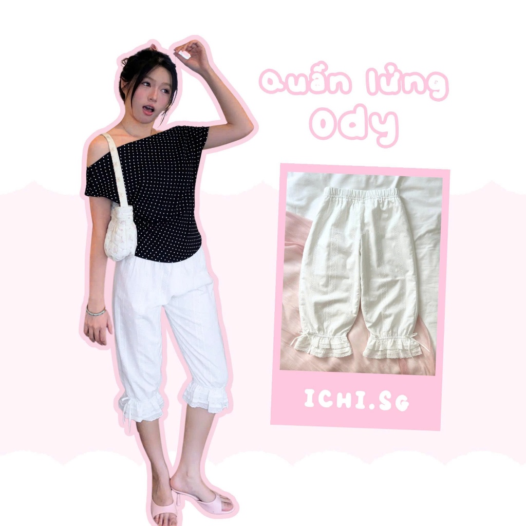 Ody pant - quần lửng boi thêu trắng - ICHI.SG