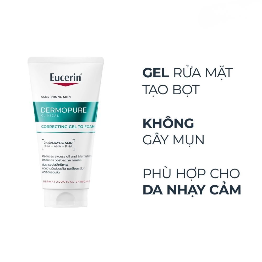 Ảnh 7 của Gel rửa mặt Eucerin DermoPure Clinical Correcting Gel To Foam giúp làm sạch  sâu, giảm mụn.