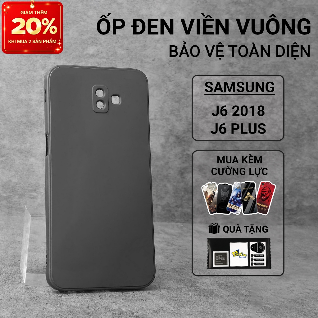 Ốp lưng Samsung J6 Plus, J6 2018 Pikacase trơn màu đen |Ốp điện thoại SS galaxy dẻo bảo vệ camera đt