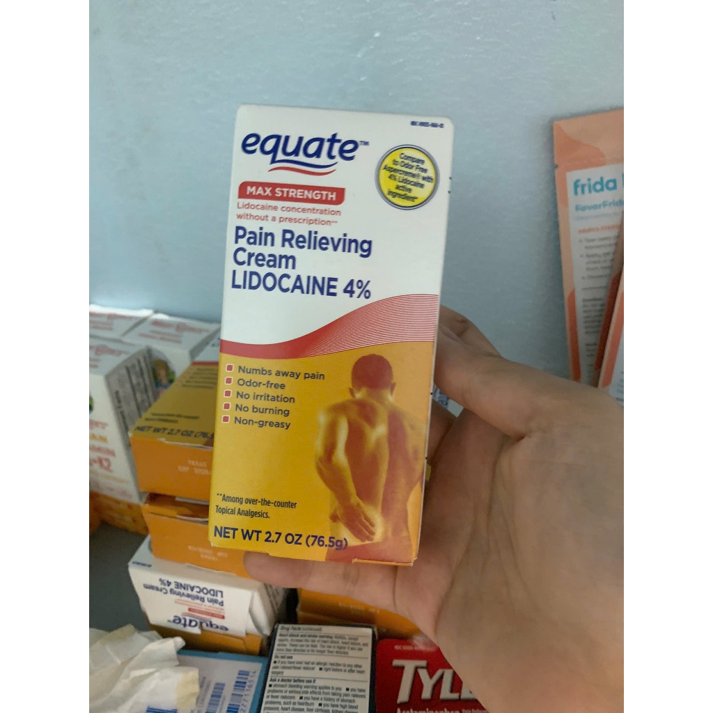 (Hàng Mỹ)Kem massage xoa bóp kh ớp Equate Max Strength Lidocaine Pain Relieving Cream, 2.7 oz