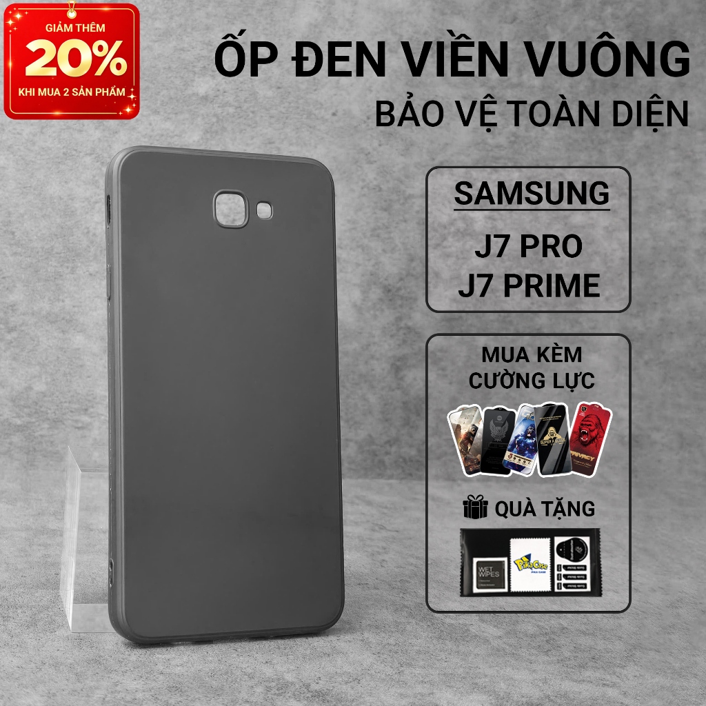 Ốp lưng dt Samsung J7 Prime, J7 Pro Pikacase trơn màu đen| Ốp điện thoại SS galaxy dẻo bảo vệ camera