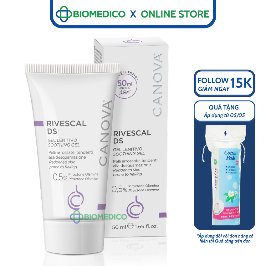 Gel làm dịu da, ngăn ngừa tiết bã nhờn CANOVA RIVESCAL DS - SOOTHING GEL 50ml