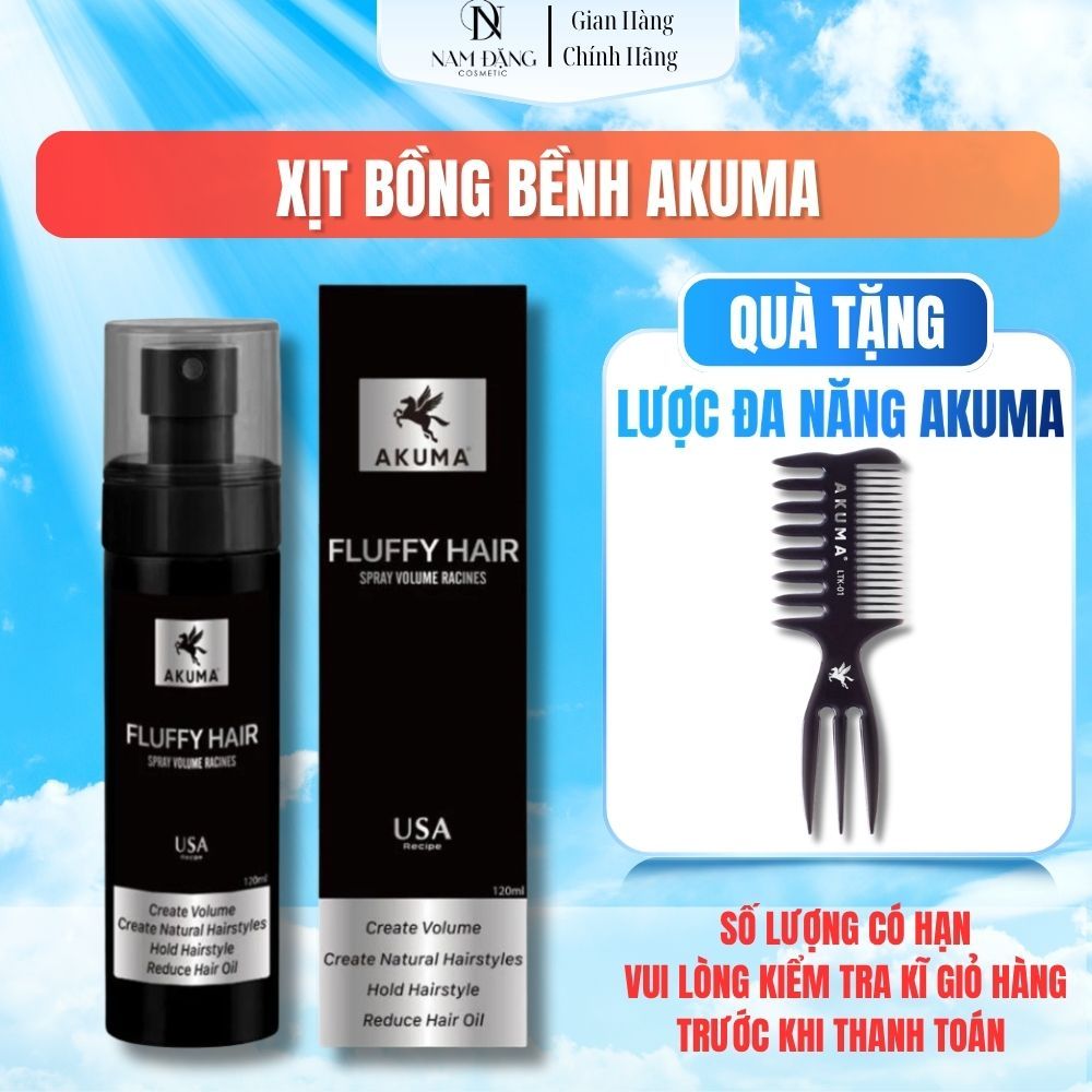 Xịt Bồng Bềnh Phồng Tóc AKUMA Fluffy Hair 120ml