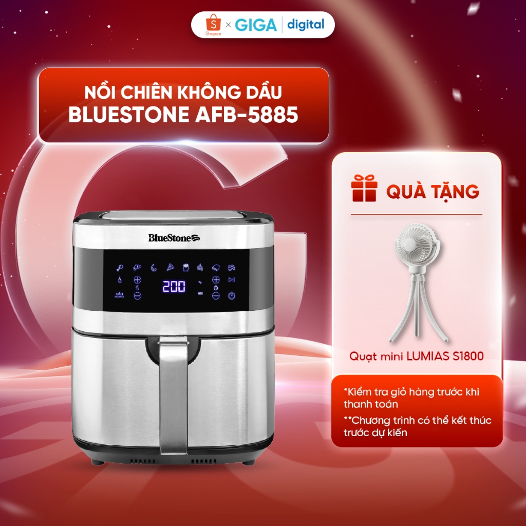 Nồi Chiên Không Dầu BlueStone AFB-5885 6.5 Lít 1500W - 8 chế độ nấu cài đặt sẵn - BH 24 Tháng