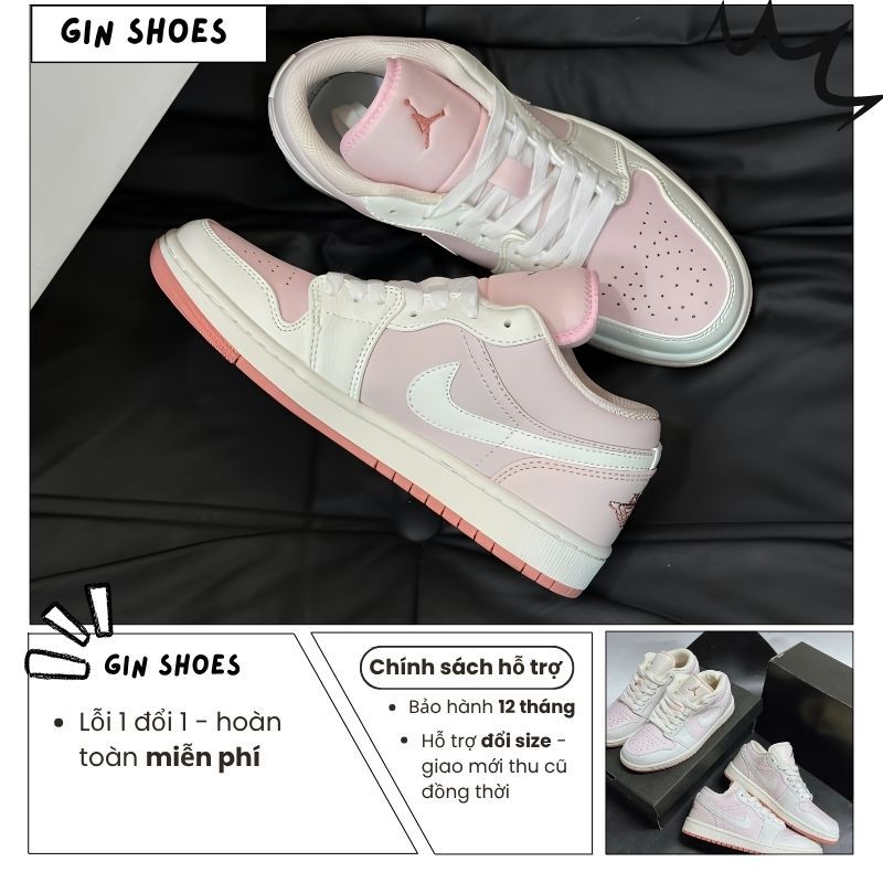 Giày JD_White Light Pink, Giày Sneaker Nữ Trắng Hồng Nhạt Cổ Thấp
