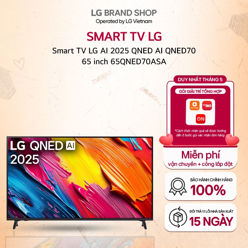 [ Chỉ giao miền Nam/Bắc ]65QNED70ASA - TV thông minh AI 2025 QNED AI QNED70 65 inch