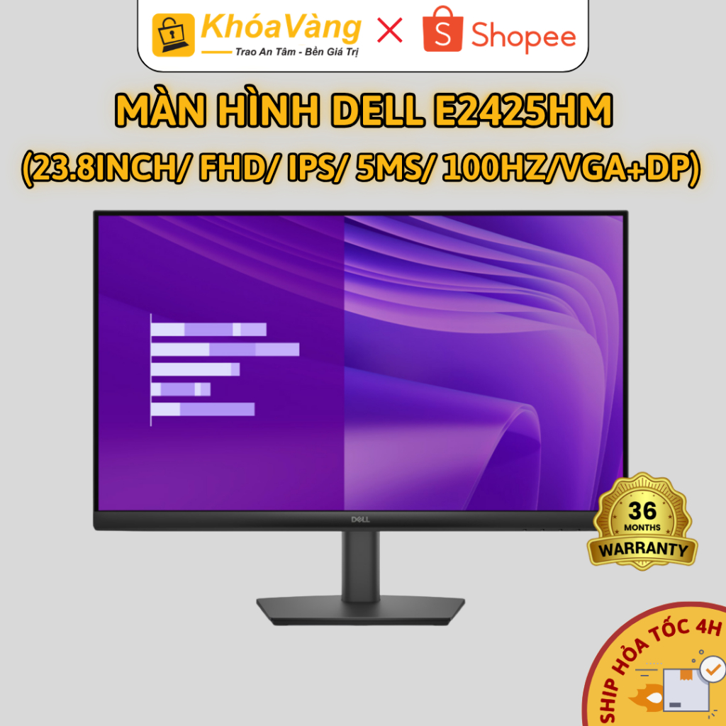 Màn hình Dell E2425HM (23.8 inch | IPS | 100Hz | FHD | 5ms) | Hàng chính hãng - Bảo hành 36 tháng