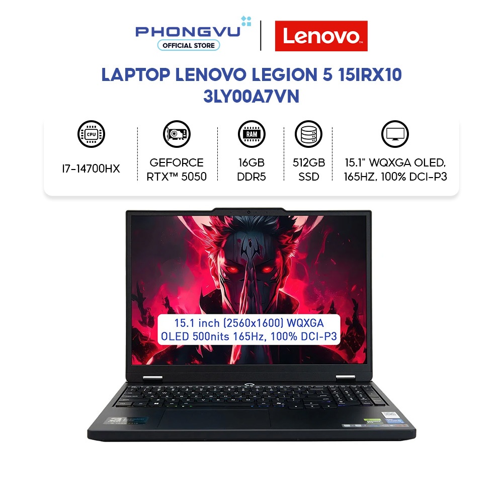 Laptop Lenovo Legion 5 15IRX10 - 83LY00A7VN i7-14700HX - RAM 16GB - 512GB SSD - RTX 5050 - Bảo hành 