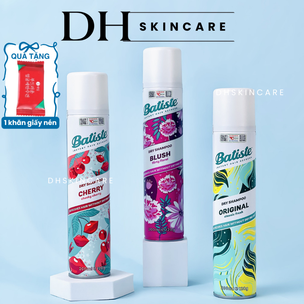 Dầu gội khô Batiste Dry Shampoo Fullsize 200ml/Minisize 50ml