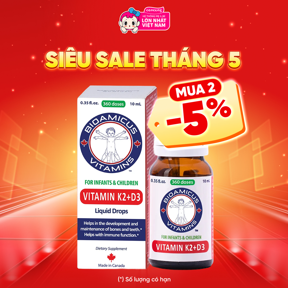 Vitamin D3K2-MK7 BioAmicus Dạng Giọt Cho Trẻ Sơ Sinh 10ml - concung