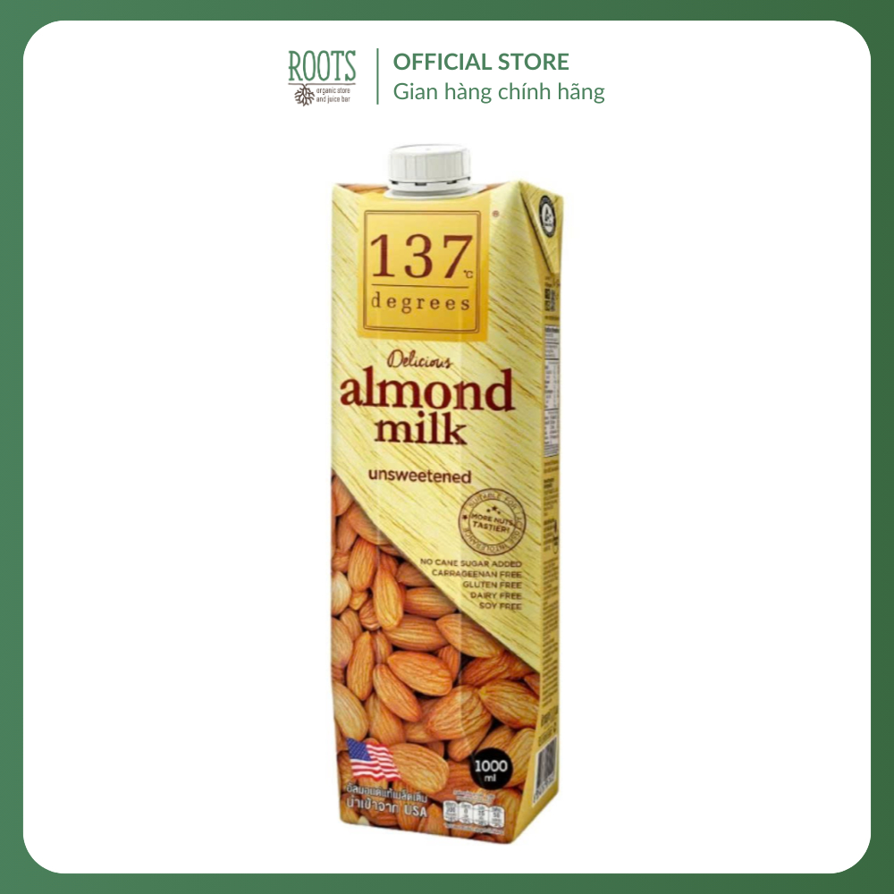 (Ship hỏa tốc) 137 DEGREES - Sữa Hạnh Nhân Không Đường, Almond Milk, Unsweetened (1000ml)