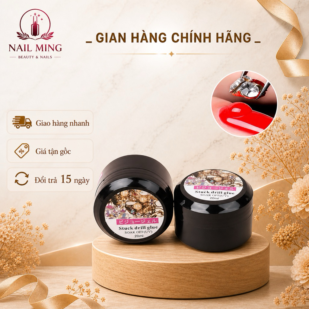 Gel đính đá Stuck Drill chính hãng 10g Keo đính đá nail chất đậm đặc (hũ lớn tiết kiệm)