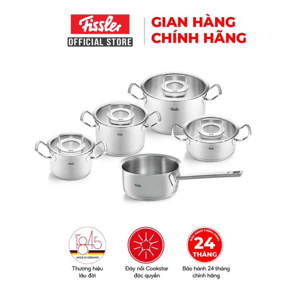 Bộ nồi 5 món Fissler Original-Profi Collection Novogrill tặng kèm chảo Fissler Adamant Classic 24cm