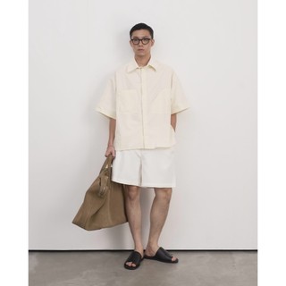 HYPNOTISM |'PATCH POCKETS SHIRT' Áo sơ mi tay ngắn 3 túi vuông form oversize chất poplin cotton dày dặn