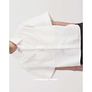 HYPNOTISM |'PATCH POCKETS SHIRT' Áo sơ mi tay ngắn 3 túi vuông form oversize chất poplin cotton dày dặn