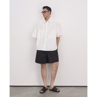 HYPNOTISM |'PATCH POCKETS SHIRT' Áo sơ mi tay ngắn 3 túi vuông form oversize chất poplin cotton dày dặn