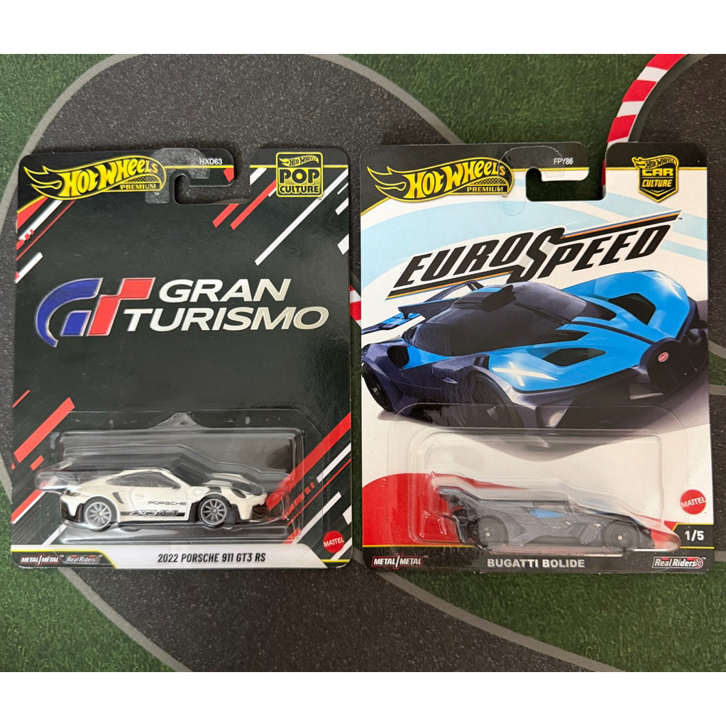 Combo 2 xe mô hình Hot Wheels Premium Porsche GT3 RS & Bugatti Bolide