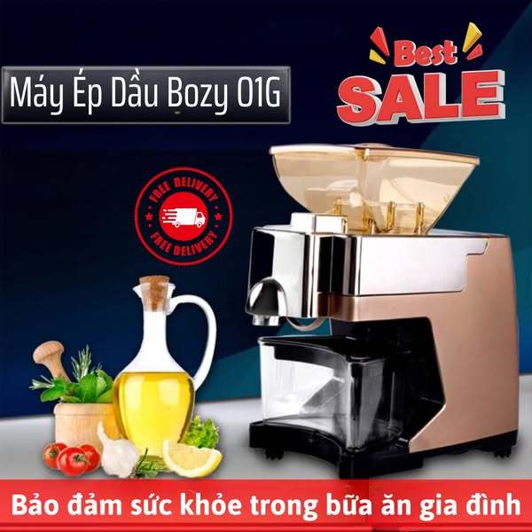 Máy ép dầu thực vật thương hiệu Bozy, thiết kế nhỏ gọn, bắt mắt, nhẹ, dễ di chuyển. Ép 3-4kg/h BH 12